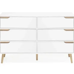 Commode 6 tiroirs HELSINKI 115 cm scandinave blanc