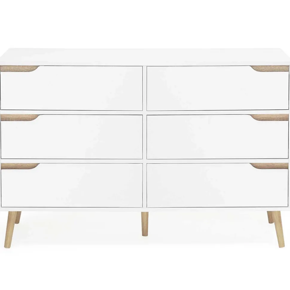 Commode 6 tiroirs HELSINKI 115 cm scandinave blanc