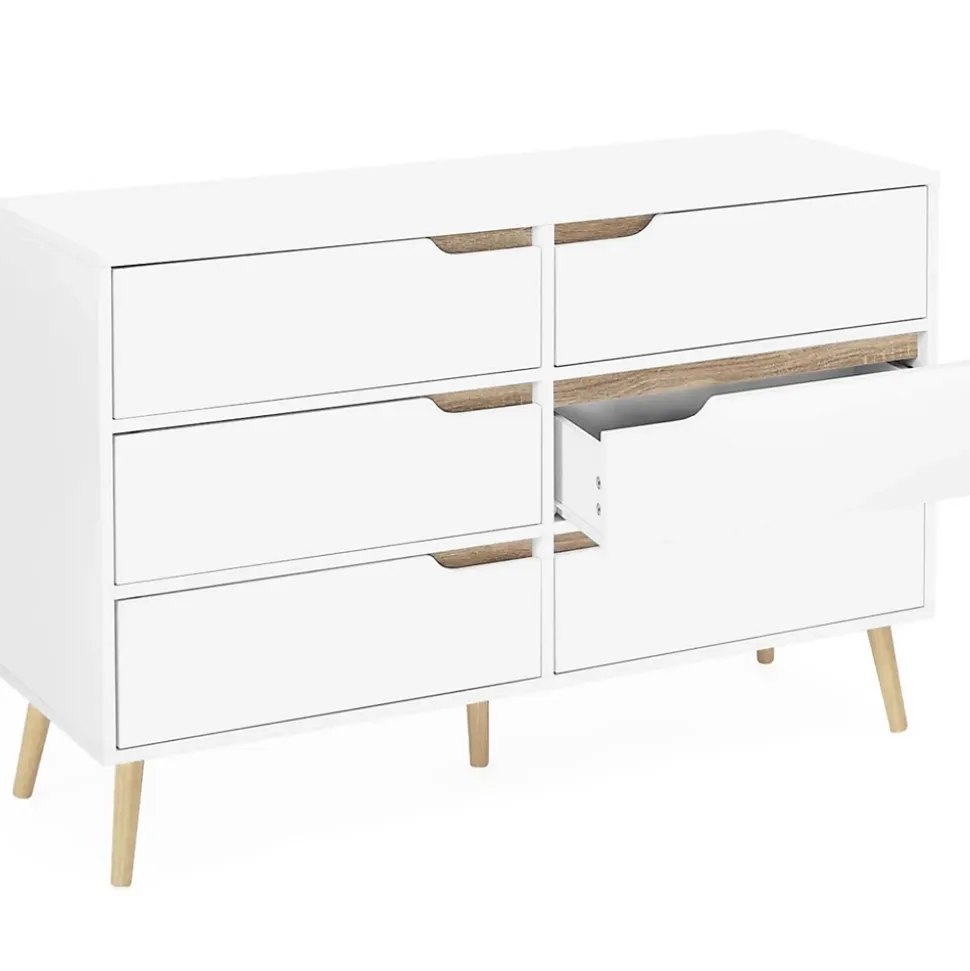 Commode 6 tiroirs HELSINKI 115 cm scandinave blanc
