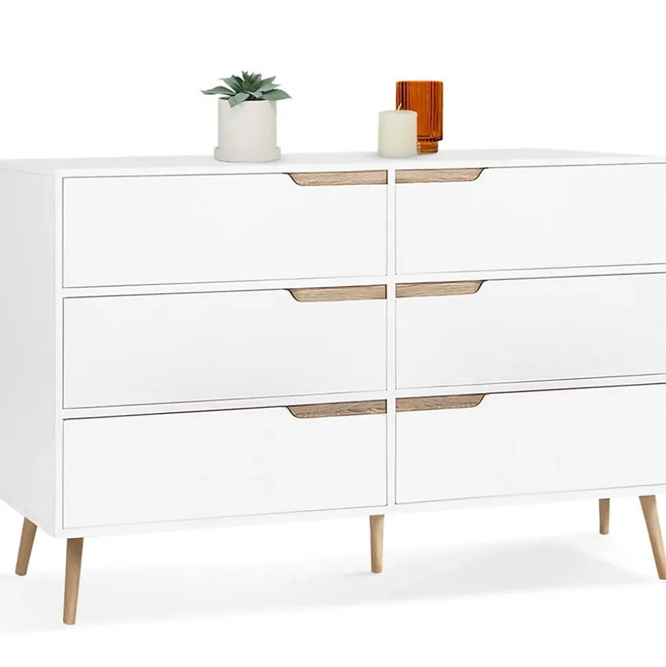 Commode 6 tiroirs HELSINKI 115 cm scandinave blanc