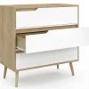 Commode 3 tiroirs HELSINKI 80 cm scandinave bois et blanc