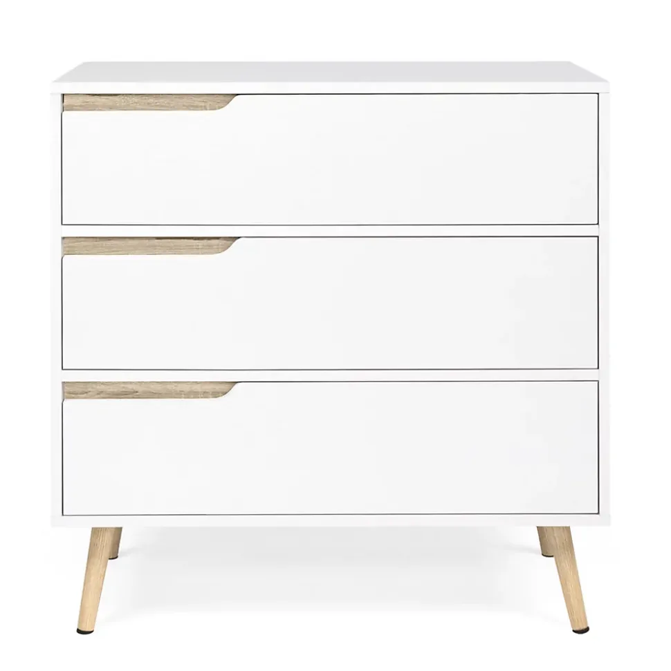 Commode 3 tiroirs HELSINKI 80 cm scandinave blanc
