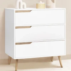Commode 3 tiroirs HELSINKI 80 cm scandinave blanc
