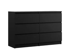 Commode 6 Tiroirs, Noir, 120 X 39 X 79 Cm