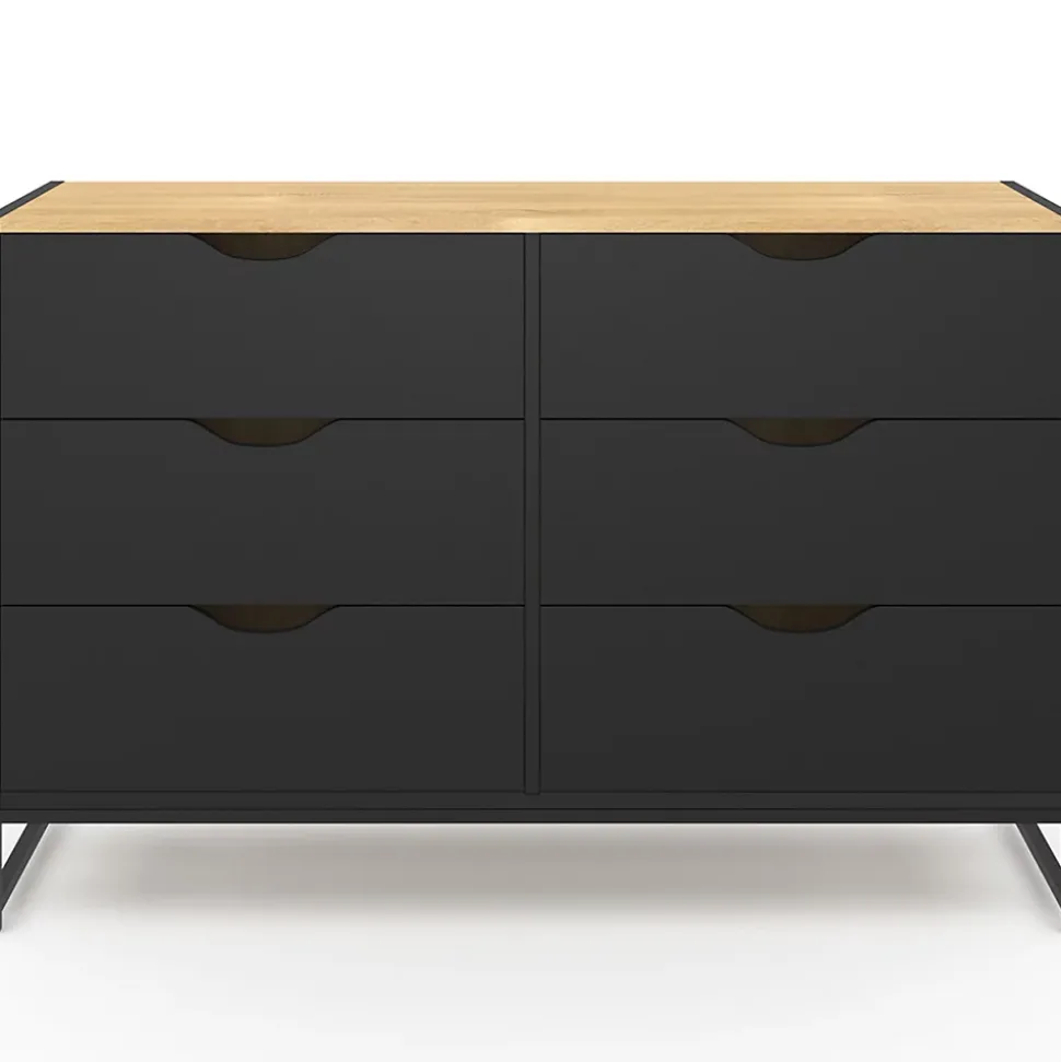 Commode 6 tiroirs noirs BOSTON 115 cm design industriel