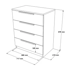 Commode 4 tiroirs Rebecca Mobili Aoki 87,5x72x42 Panneau de particules Fer Marron Gris Foncé Moderne