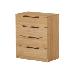 Commode 4 tiroirs Rebecca Mobili Aoki 87,5x72x42 Panneau de particules Fer Marron Gris Foncé Moderne