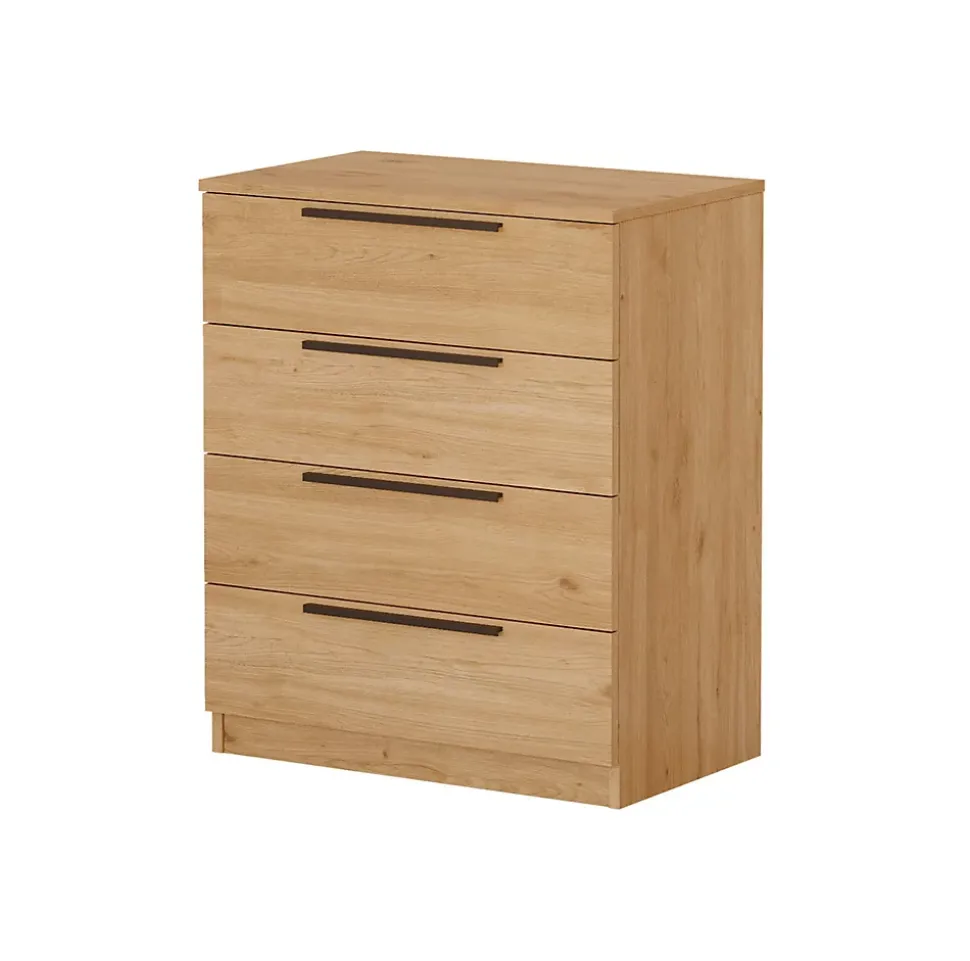 Commode 4 tiroirs Rebecca Mobili Aoki 87,5x72x42 Panneau de particules Fer Marron Gris Foncé Moderne