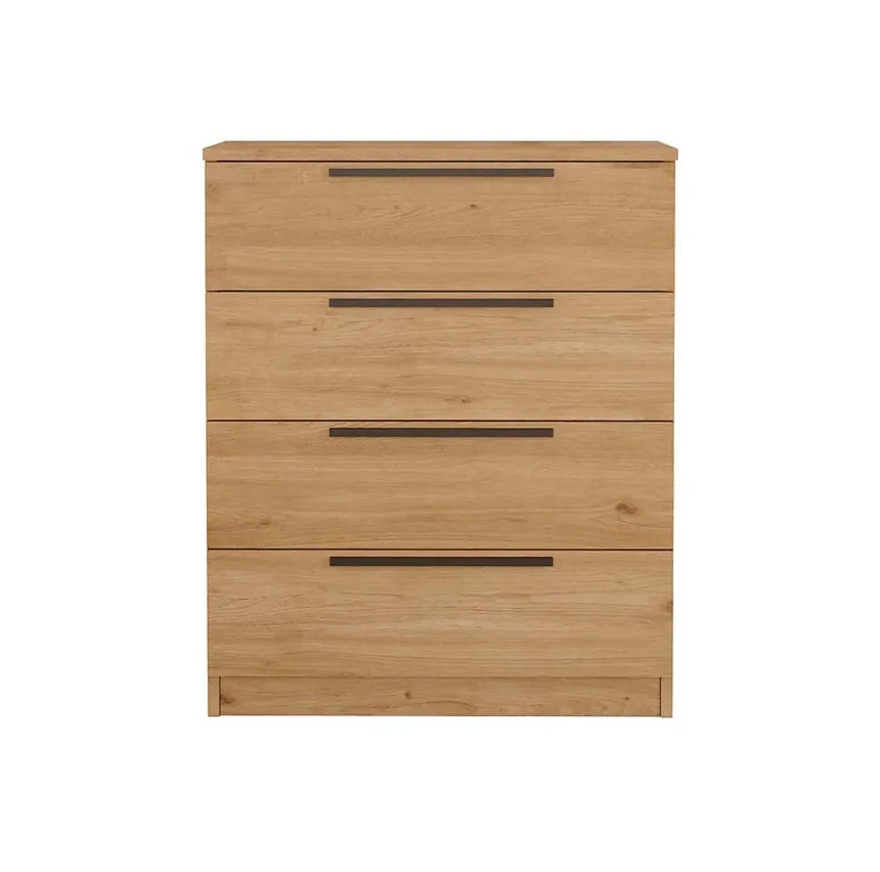 Commode 4 tiroirs Rebecca Mobili Aoki 87,5x72x42 Panneau de particules Fer Marron Gris Foncé Moderne