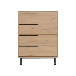 Commode 4 tiroirs Rebecca Mobili Maguey 95x75x44,5 Panneau de particules Fer Marron Gris Foncé Moderne