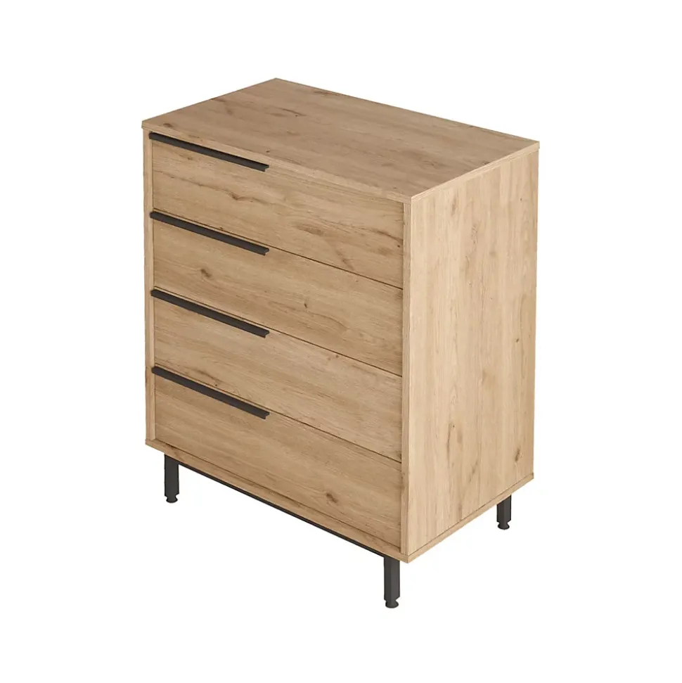 Commode 4 tiroirs Rebecca Mobili Maguey 95x75x44,5 Panneau de particules Fer Marron Gris Foncé Moderne