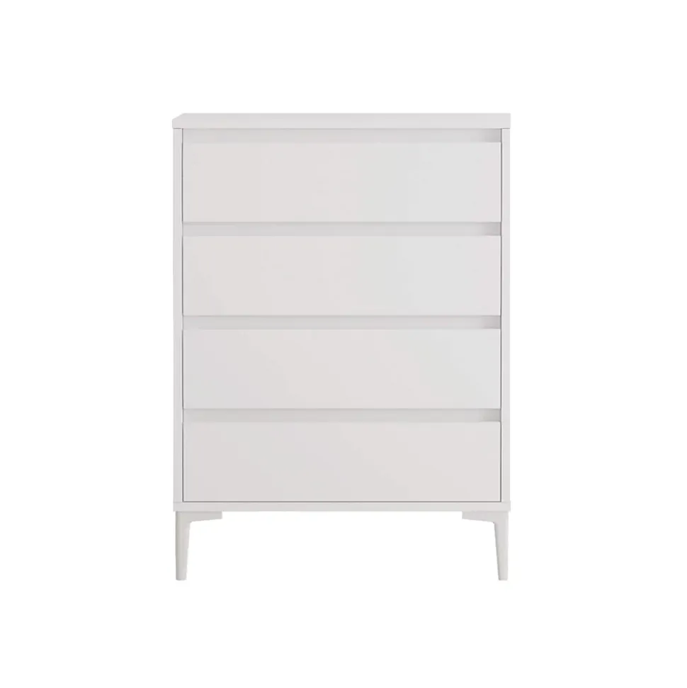 Commode 4 tiroirs Rebecca Mobili Kemiri 98,5x72x45 Panneau de particules PVC Blanc Moderne