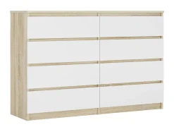Commode 8 Tiroirs, Sonoma Chêne / Blanc, 140 X 101 X 39 Cm