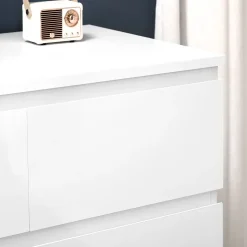 Commode 6 tiroirs style contemporain dim. 80L x 39l x 115H cm poignées invisibles blanc