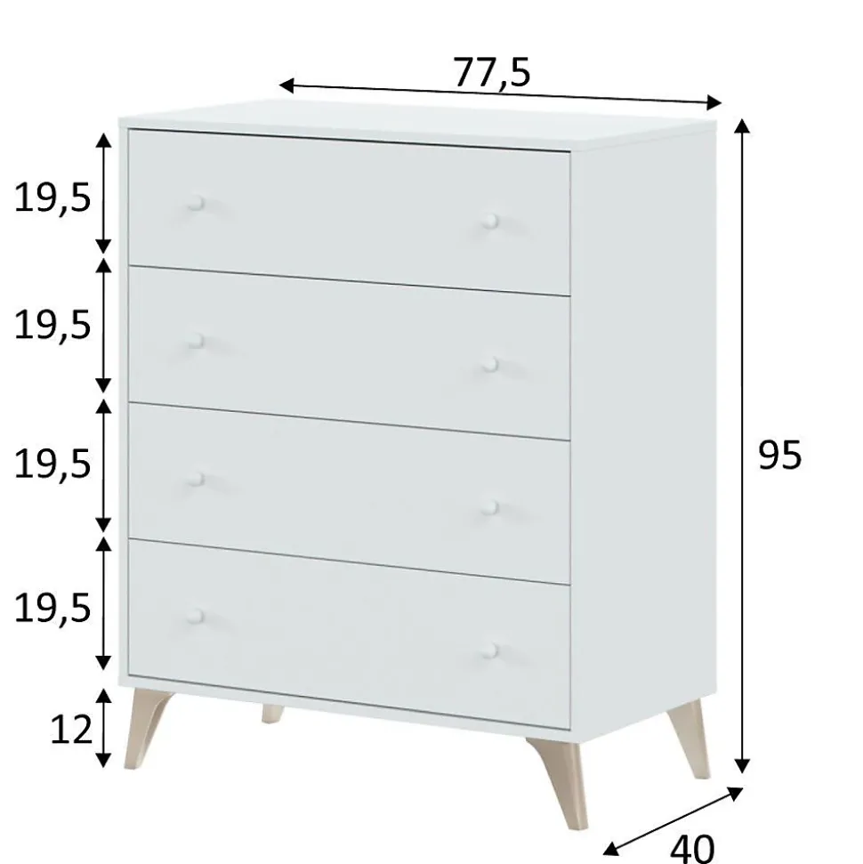 Commode 4 tiroirs Sweet - L95 cm