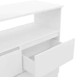 Commode 4 tiroirs TOMI 100 cm avec niche bois blanc