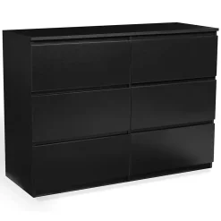Commode 6 tiroirs TOMI 110 cm bois noir