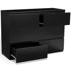 Commode 6 tiroirs TOMI 110 cm bois noir