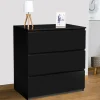 Commode 3 tiroirs TOMI 78 cm bois noir