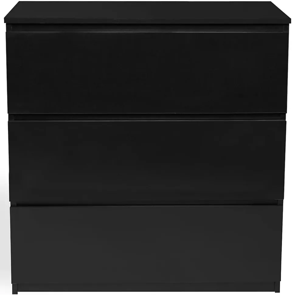 Commode 3 tiroirs TOMI 78 cm bois noir