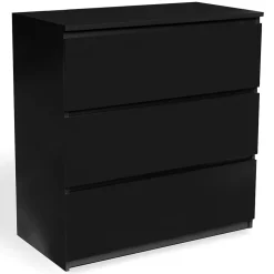 Commode 3 tiroirs TOMI 78 cm bois noir