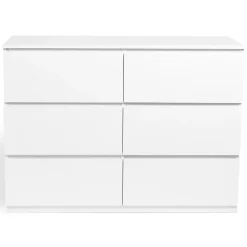 Commode 6 tiroirs TOMI 110 cm bois blanc