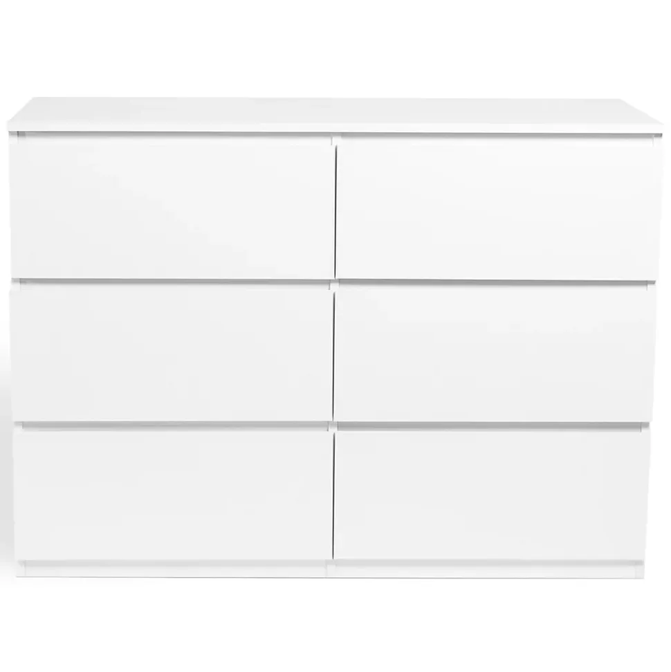Commode 6 tiroirs TOMI 110 cm bois blanc