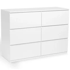 Commode 6 tiroirs TOMI 110 cm bois blanc