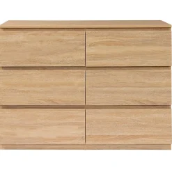 Commode 6 tiroirs TOMI 110 cm bois façon hêtre