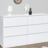 Commode 6 tiroirs TOMI XXL 140 cm bois blanc