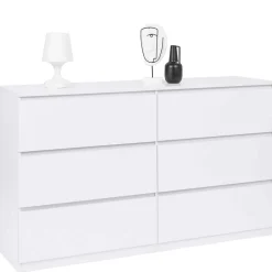 Commode 6 tiroirs TOMI XXL 140 cm bois blanc