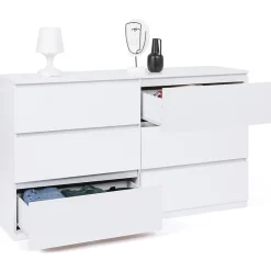 Commode 6 tiroirs TOMI XXL 140 cm bois blanc