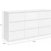 Commode 9 tiroirs TOMI XXL 136 cm bois blanc