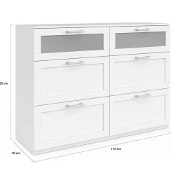 Commode 6 tiroirs VITO 110 cm bois blanc et effet givré