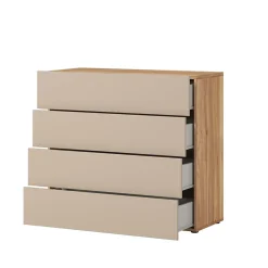 Commode 4 tiroirs VOX coloris chene et beige