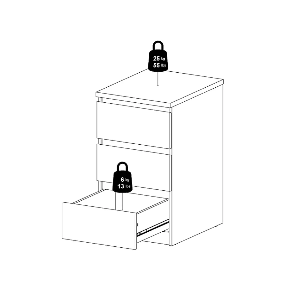 Commode Accudino, Commode polyvalente, Commode de chambre, Meuble avec tiroirs, 50x40 h70 cm, Blanc