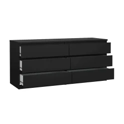 Commode Aci, Commode polyvalente, Commode de chambre, Meuble avec tiroirs, 154x50 h70 cm, Noir