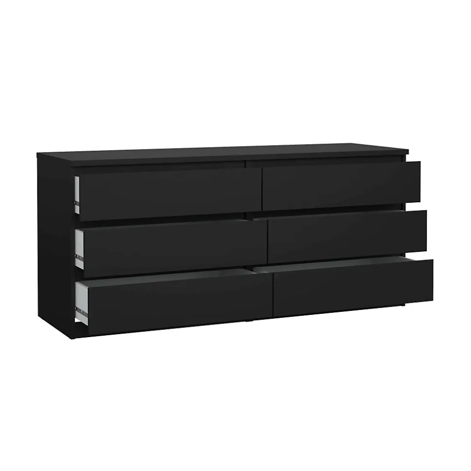 Commode Aci, Commode polyvalente, Commode de chambre, Meuble avec tiroirs, 154x50 h70 cm, Noir