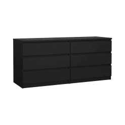 Commode Aci, Commode polyvalente, Commode de chambre, Meuble avec tiroirs, 154x50 h70 cm, Noir