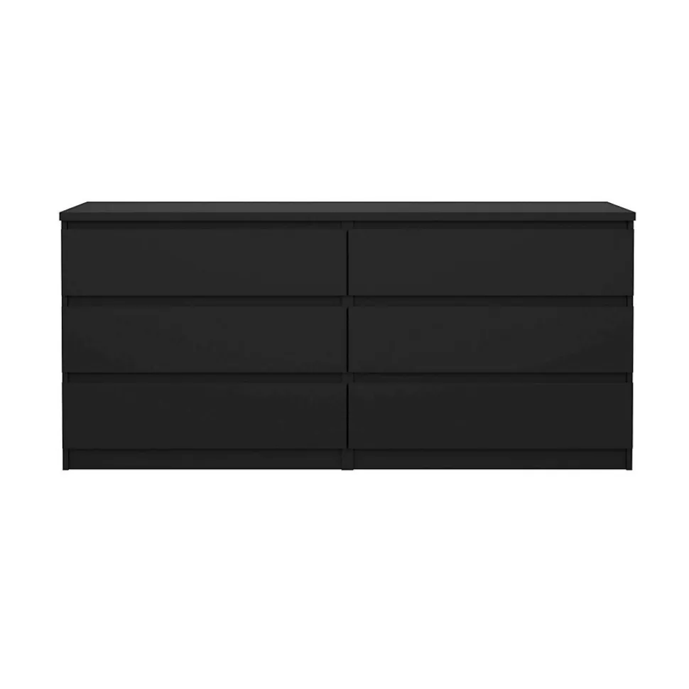Commode Aci, Commode polyvalente, Commode de chambre, Meuble avec tiroirs, 154x50 h70 cm, Noir