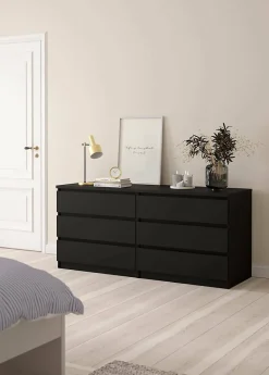 Commode Aci, Commode polyvalente, Commode de chambre, Meuble avec tiroirs, 154x50 h70 cm, Noir