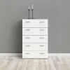 Commode Aikol, Commode polyvalente, Commode de chambre, Meuble avec tiroirs, 74x36 h114 cm, Blanc