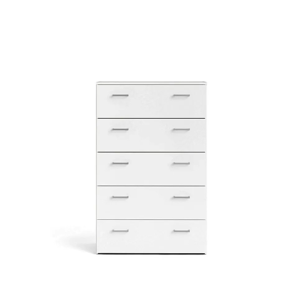 Commode Aikol, Commode polyvalente, Commode de chambre, Meuble avec tiroirs, 74x36 h114 cm, Blanc