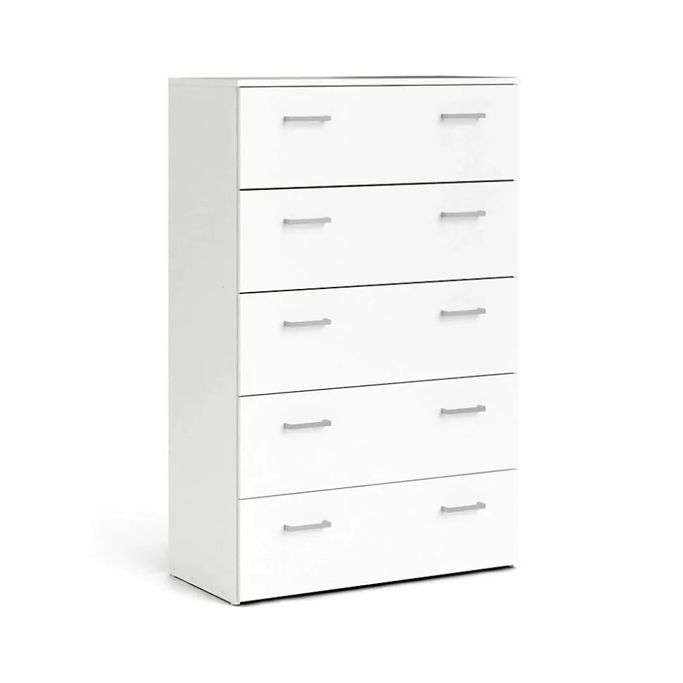 Commode Aikol, Commode polyvalente, Commode de chambre, Meuble avec tiroirs, 74x36 h114 cm, Blanc