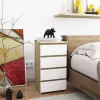 Commode AKORD CL4 Chêne Artisan 40 cm 4 tiroirs façade Blanche 40x35x74 cm