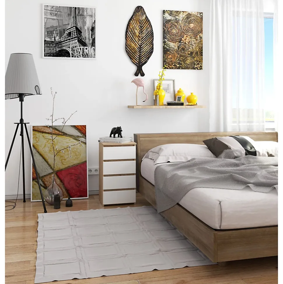 Commode AKORD CL4 Chêne Sonoma 40 cm 4 tiroirs façade Blanche 40x35x74 cm