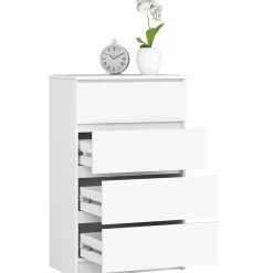 Commode AKORD K60 Blanche 60 cm 4 tiroirs façade Blanche 60x40x99 cm