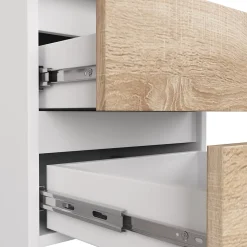 Commode AKORD K120 Blanche 120 cm 6 tiroirs façade Chêne Sonoma 120x40x77 cm