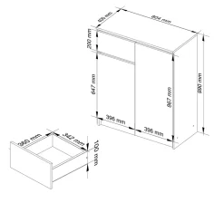 Commode AKORD K80 Blanche 80 cm 2 portes 1 tiroir façade Blanche 4 étagères 80x40x99 cm