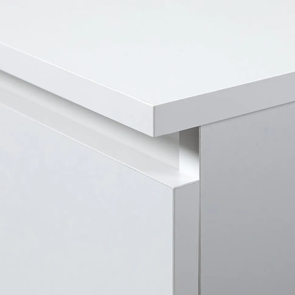Commode AKORD K016 Blanche 120 cm 2 portes 3 tiroirs façade Blanche 4 étagères 120x40x77 cm